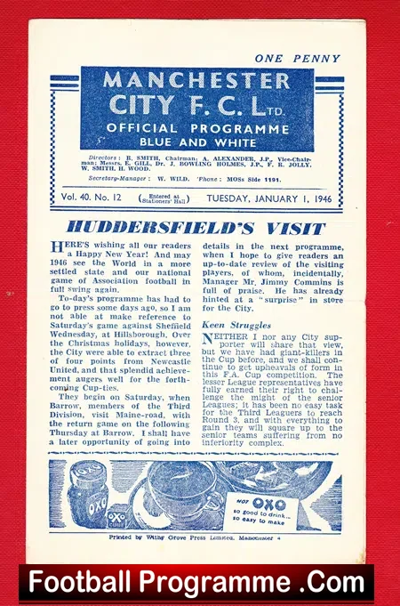 Manchester City v Huddersfield Town 1946