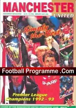 Manchester United Champions Souvenir Magazine 1992 1993 Man Utd
