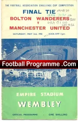Manchester United v Bolton Wanderers 1958 – Cup Final Autograph