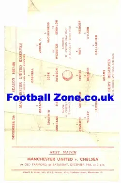 Manchester United v Bury 1957 – Reserves Game