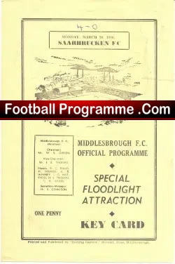 Middlesbrough v Saarbrucken 1960 – Germany Football Team
