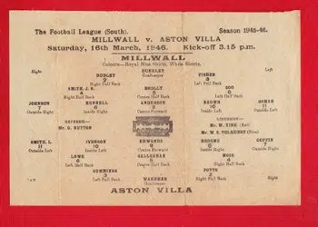 Millwall v Aston Villa 1946 – to clear