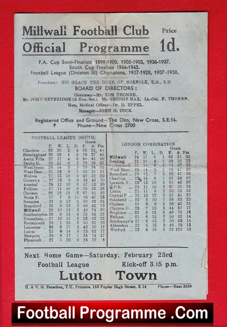 Millwall v Coventry City 1946