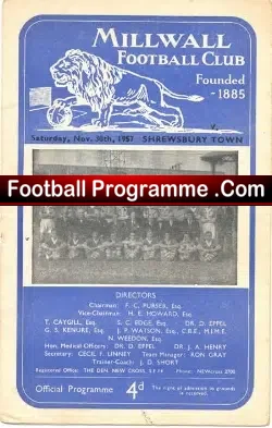 Millwall v Shrewsbury Town 1957