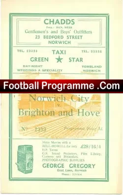 Norwich City v Brighton 1956