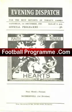 Raith Rovers v Heart of Midlothian Hearts 1962