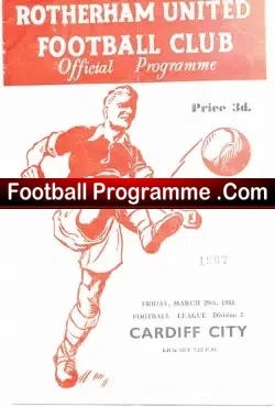 Rotherham United v Cardiff City 1963 - football programme