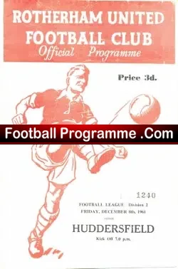 Rotherham United v Huddersfield Town 1961 - football programme