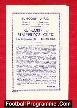 Runcorn v Stalybridge Celtic 1948 – 1940s Football Programmes
