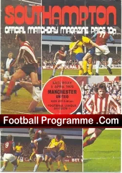 Southampton v Manchester United 1975 - football programme