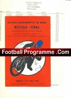 Speedway Championship World British Final 1966 + Sheet