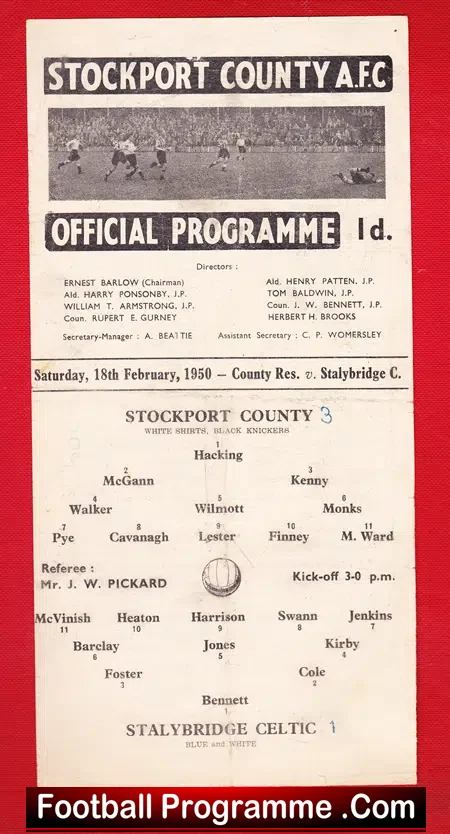 Stockport County v Stalybridge Celtic 1950 – Reserves