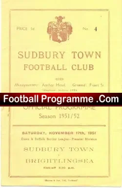 Sudbury Town v Brightlingsea Town 1951