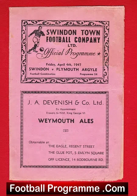 Swindon Town v Plymouth Argyle 1947
