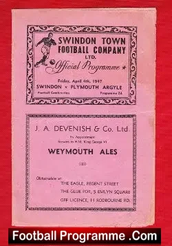 Swindon Town v Plymouth Argyle 1947