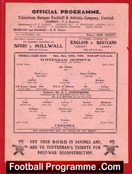 Tottenham Hotspur v Chelsea 1945