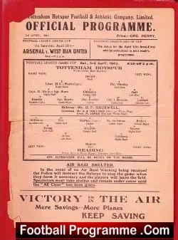 Tottenham Hotspur v Reading 1943 – War Time Issue