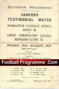 W O Sanford Testimonial Benefit Normanton v Leeds United 1947