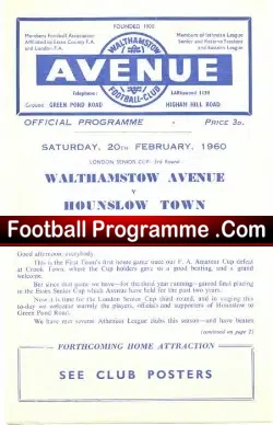 Walthamstow Avenue v Hounslow Town 1960