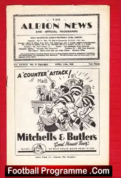 West Bromwich Albion v Chesterfield 1948 – Reserves Match