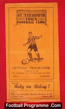 Yarmouth Town v Gorleston 1949 – 1940s Programme