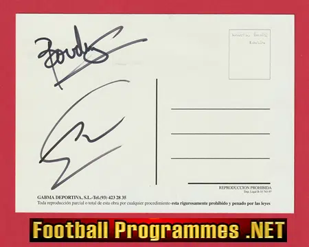 Barcelona Team Postcard Picture 1999/00 SIGNED Bogarde + Zenden