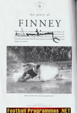Preston North End Tom Finney Autographed Glory Sheet SIGNED
