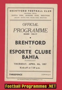 Brentford v Esporte Clube Bahia 1957 – Salvador Brazil Team