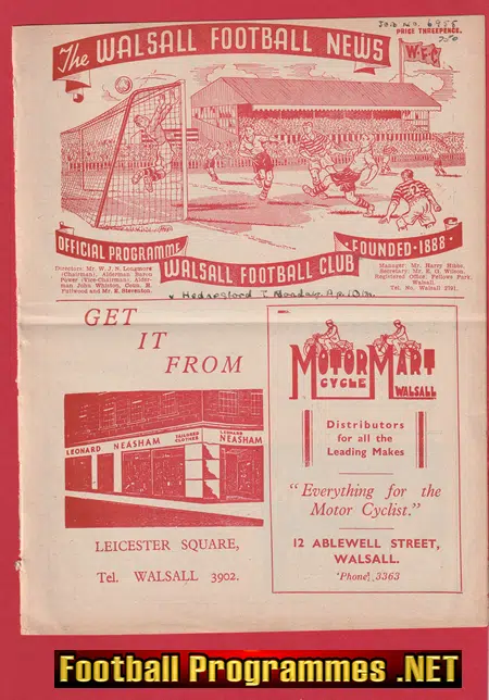 Walsall v Hednesford Town 1950