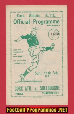 Cork Athletic v Shelbourne 1951 – Irealnd Irish Programmes