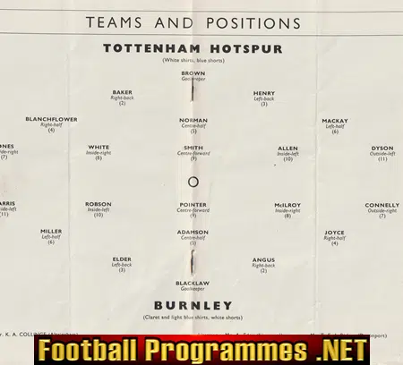 Burnley v Tottenham 1961 - FA Cup Replay Birmingham