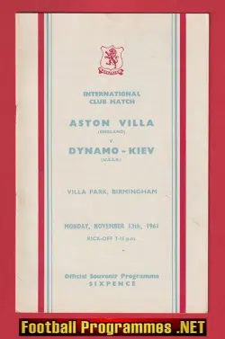 Aston Villa v Dynamo Kiev 1961 – International Club Soccer