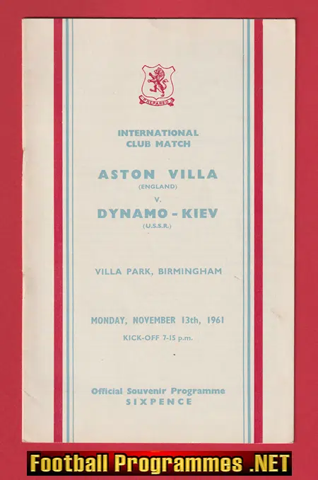 Aston Villa v Dynamo Kiev 1961 – International Club Soccer
