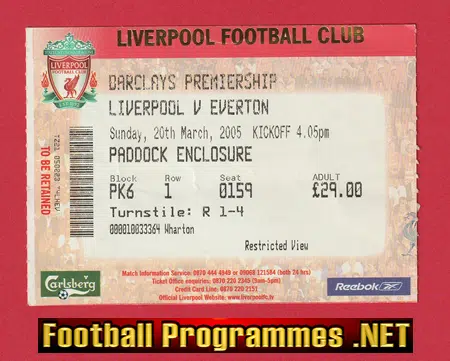 Liverpool v Everton 2005 - Football Ticket