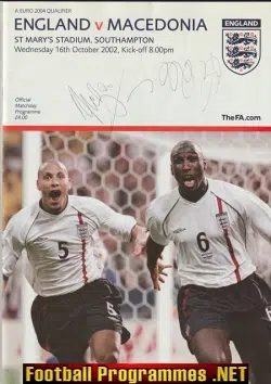 England v Macedonia 2002 Multi Autographed SIGNED