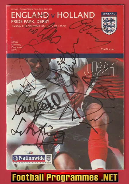 England v Holland 2001 – Multi Autographed SIGNED Sven Eriksson