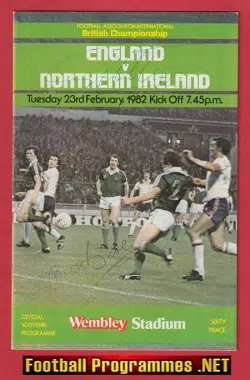 England v Northern Ireland 1982 - Autographed SIGNED Matt Busby