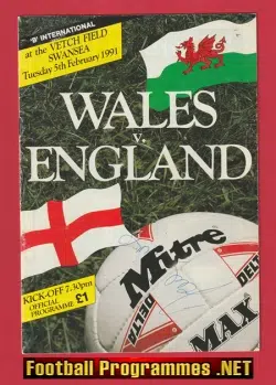 Wales v England 1991 - Multi Autographed SIGNED