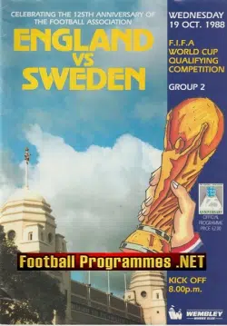 England v Sweden 1988 - Plus the Match Ticket