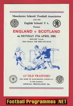 England v Scotland 1981 - Boys Cup Final Man Utd Old Trafford