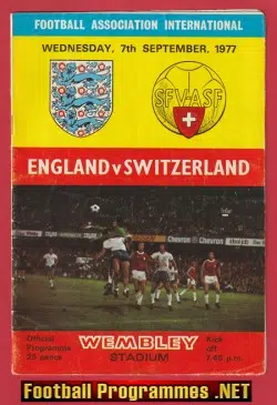 England v Switzerland 1977 - Multi Autographed SIGNED - Swiss