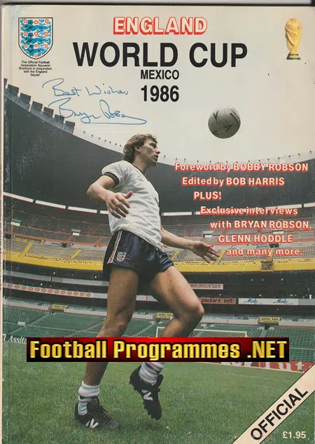 England World Cup Mexico Brochure 1986 – SIGNED Bryan Robson