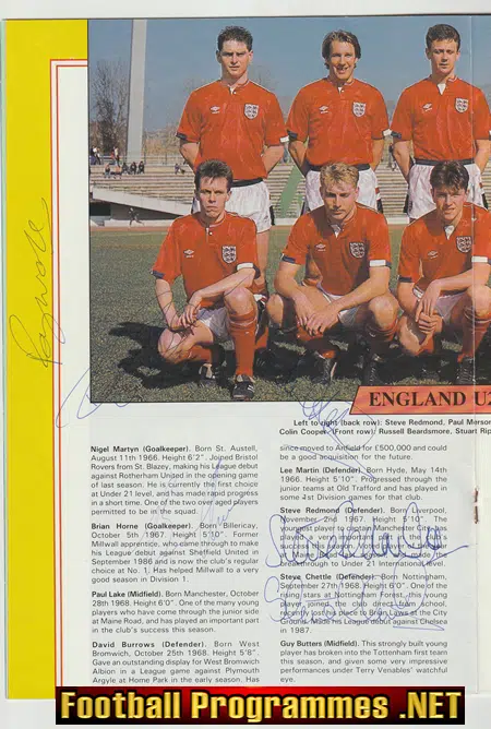 England v Poland 1989 - Multi Autographed SIGNED