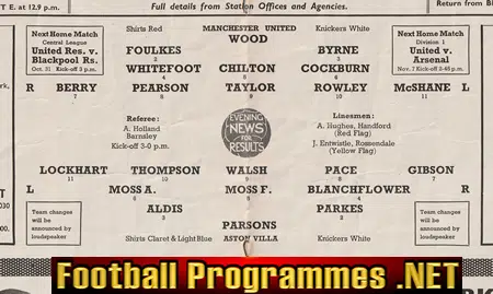 Manchester United v Aston Villa 1953 - Man Utd 1950s