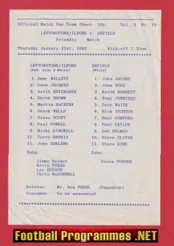 Leytonstone Ilford v Enfield 1982 - Friendly Match