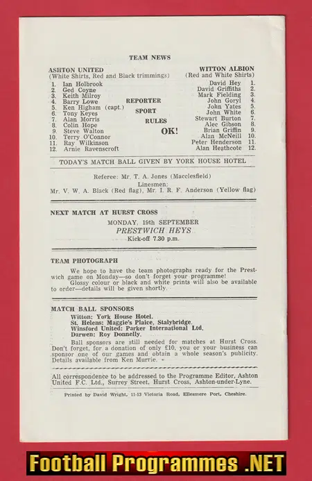Ashton United v Witton Albion 1977