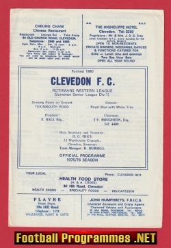 Clevedon v Devizes Town 1976 – Western League