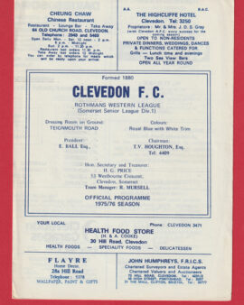 Clevedon v Devizes Town 1976 – Western League