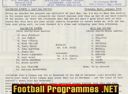 Heathside Sports v East Ham United 1978 - London Spartan League