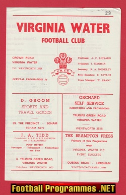 Virginia Water v Chessington And Hook United 1970s